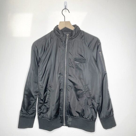 Members Only Washed Satin Iconic Boyfriend Bomber Flight Jacket Grey Women's XS - Picture 1 of 8